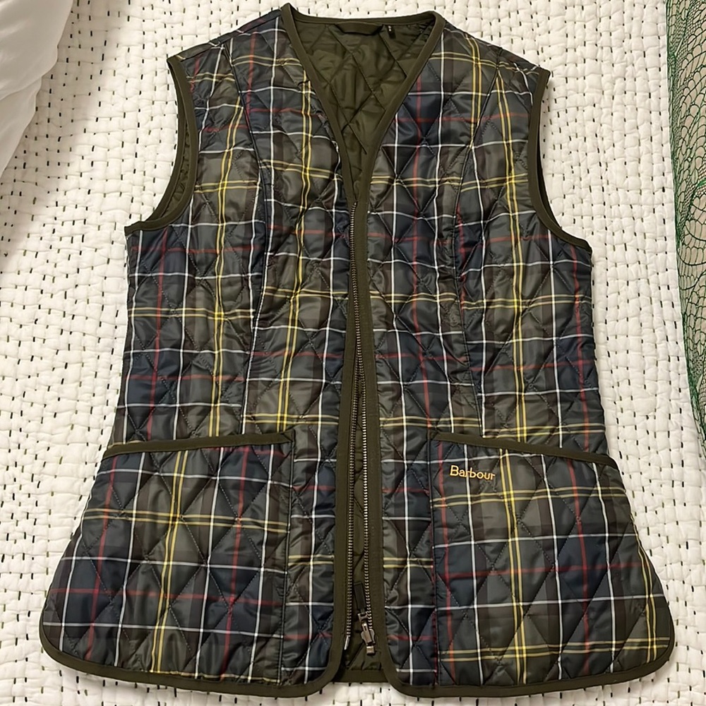 Barbour Plaid Vest size US 6 UK 10 - pristine condition!